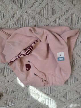 Carhartt Pink Women’s Hoodie with Burgundy Logo